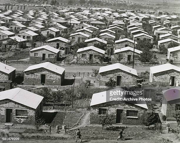 Houses in Orlando, a township in Soweto, Johannesburg, South Africa, during the era of apartheid, circa 1960.