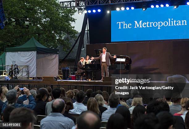 American baritone Nathan Gunn performs an aria during the seventh annual, season-opening concert in the Metropolitan Opera Summer Recital Series at...