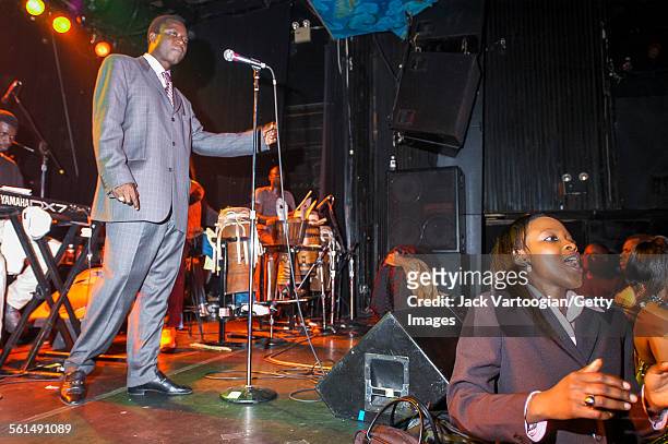 Senegalese Mbalax musician Thione Seck and his band Raam Daan perform onstage at Irving Plaza, New York, New York, Friday, February 14, 2003.