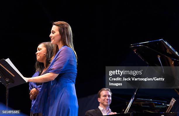 American soprano Janai Brugger and mezzo-soprano Isabel Leonard perform an aria during the seventh annual, season-opening concert in the Metropolitan...