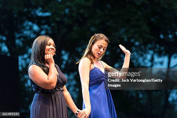 American soprano Janai Brugger and mezzo-soprano Isabel Leonard perform an aria during the seventh annual, season-opening concert in the Metropolitan...