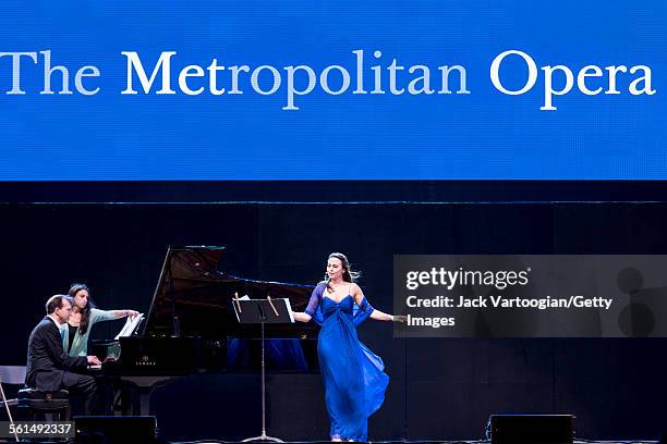 American mezzo-soprano Isabel Leonard performs during the seventh annual, season-opening concert in the Metropolitan Opera Summer Recital Series at...