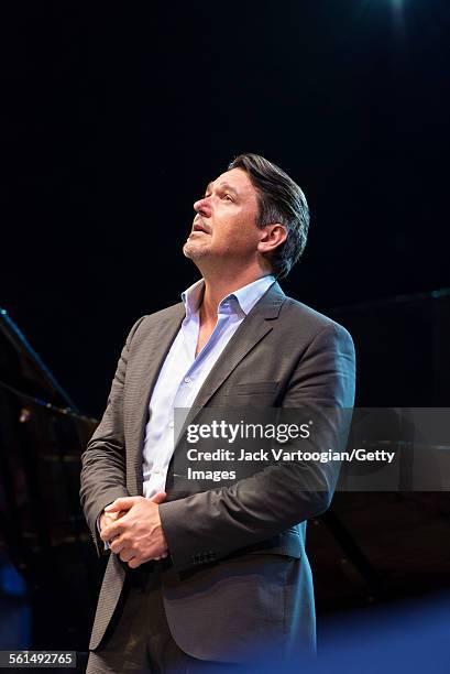 American baritone Nathan Gunn performs an aria during the seventh annual, season-opening concert in the Metropolitan Opera Summer Recital Series at...