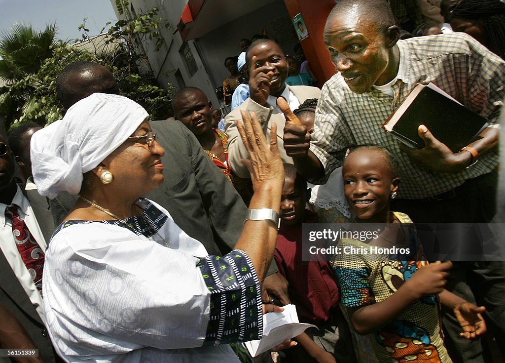 Ellen Johnson Sirleaf Attends Church Services In Monrovia