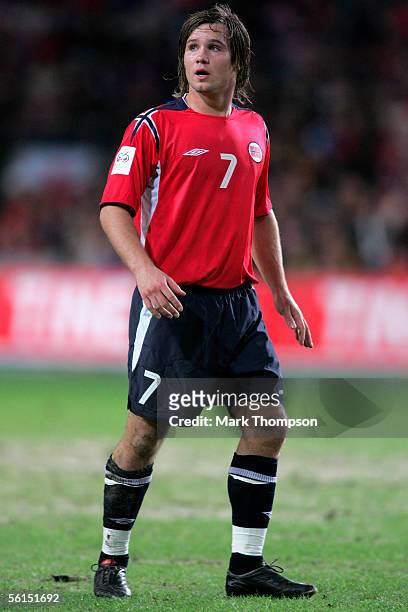 Kristofer Haestad of Norway in action during the World Cup 2006 playoff match between Norway and The Czech Republic at the Ullevaal stadium on...
