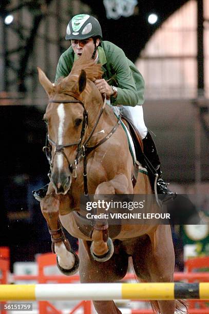 Brazilian Rodrigo Pessoa on Baloubet du Rouet clears a hurdle to win the Grand Prix in the International Jumping of Brussels, 13 November 2005. AFP...
