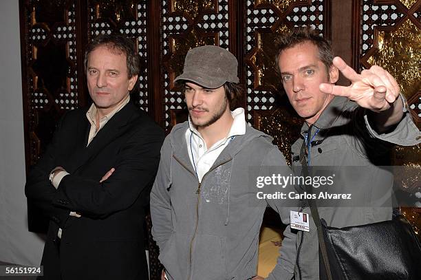 Actor Michael Cote, actor Marc Andre Grondin, and director Jean Marc Vallee attend the photocall for "CRAZY" during day 3 of Marrakesh International...