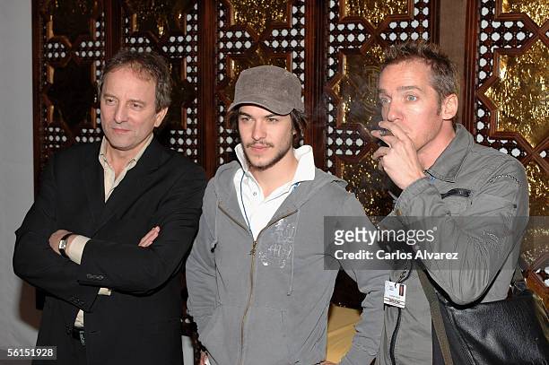 Actor Michael Cote, actor Marc Andre Grondin, and director Jean Marc Vallee attend the photocall for "CRAZY" during day 3 of Marrakesh International...