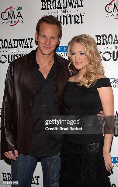 Patric Wilson and Carrie Underwood arrive to the "Broadway Meets Country" Benefit Concert at "Frederic P. Rose Hall, Home of Jazz at Lincoln Center"...