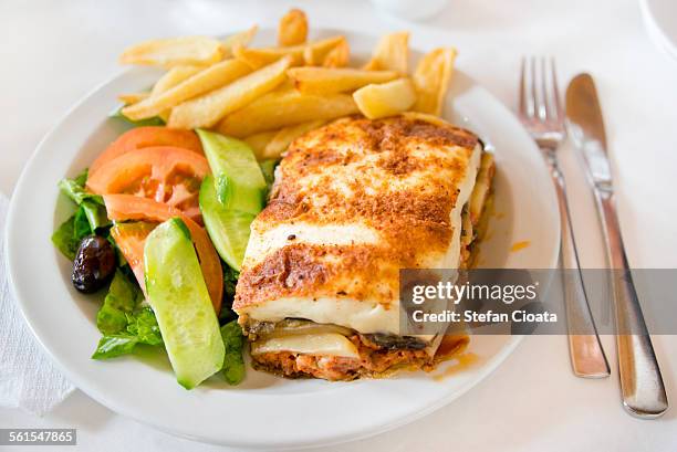 rustic greek moussaka - paphos stock pictures, royalty-free photos & images