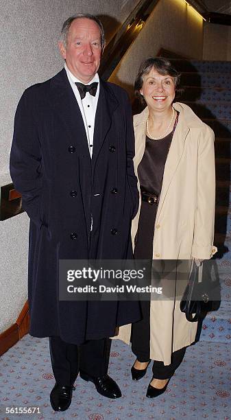 Newsreader Michael Burke and his wife attend the Celebrities Guild Unsung Heroes Awards at the Royal Garden Hotel on November 13, 2005 in London,...