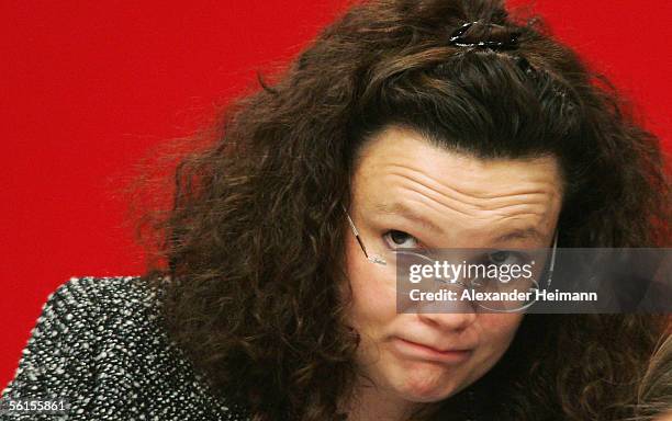 Andrea Nahles, member of the party board, attends the three-day party congress of the Social Democratic Party at the Messehalle on November14, 2005...