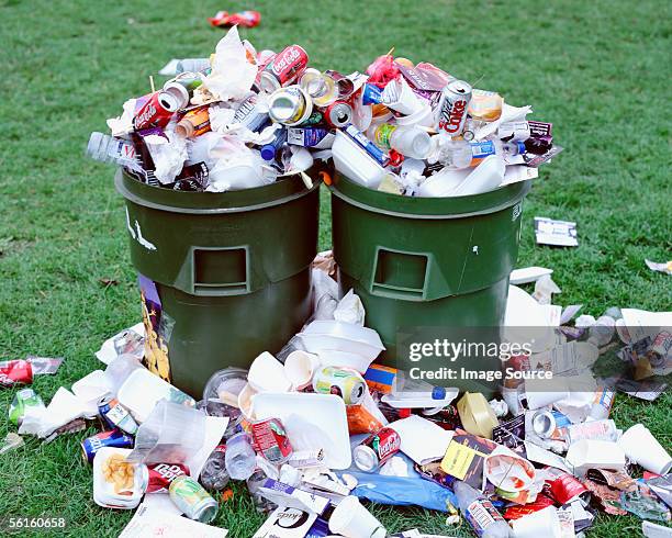 two garbage cans - drinks can stock pictures, royalty-free photos & images