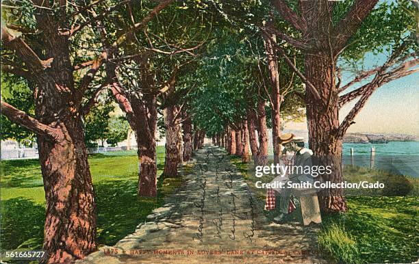 Two lovers kissing on Lovers Lane, Capitola, California, 1925.