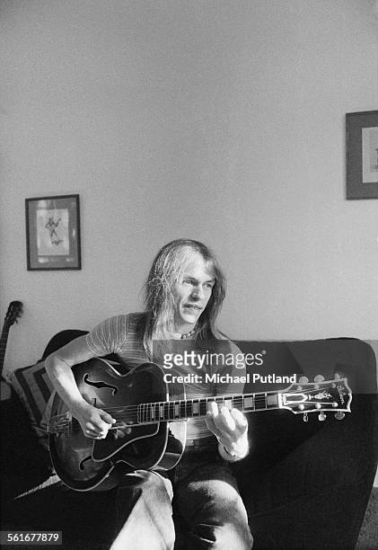 Guitarist Steve Howe of English progressive rock group, Yes, 8th October 1975.