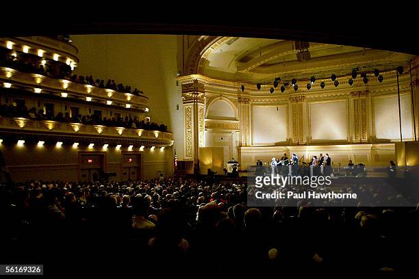 Country singer Little Jimmy Dickens performs during a taping of the "Grand Ole Opry" at Carnegie Hall November 14, 2005 in New York City.