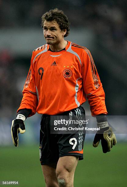 Goalkeeper Jens Lehmann of Germany is thoughtful during the international friendly match between France and Germany at the Stade de France on...