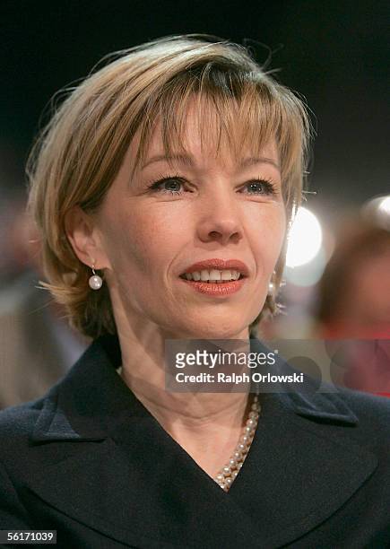 Doris Schroeder-Koepf, the wife of German Chancellor Gerhard Schroeder attends a party congress of the Social Democraric Party at the Messehalle on...