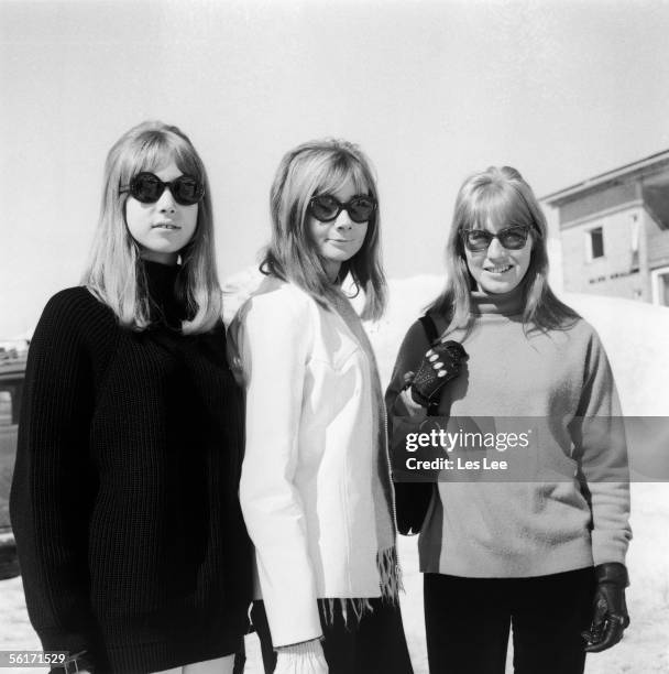 Patti Boyd and Cynthia Lennon in Austria on the location set of the Beatles film 'Help!', 17th March 1965. They are, respectively, the partners of...