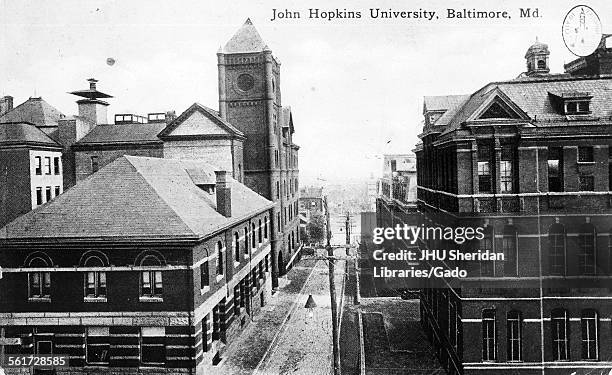 Buildings General, Old Campus looking east down Little Ross Street, Levering Hall in left foreground, Biological Laboratory in right foreground,...