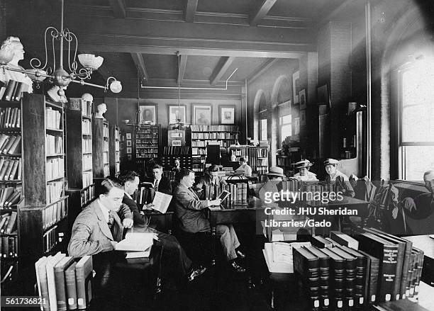 McCoy Hall, Old Campus, Library, Old Campus interior, third floor reading room, Johns Hopkins University, Baltimore, Maryland, 1915.