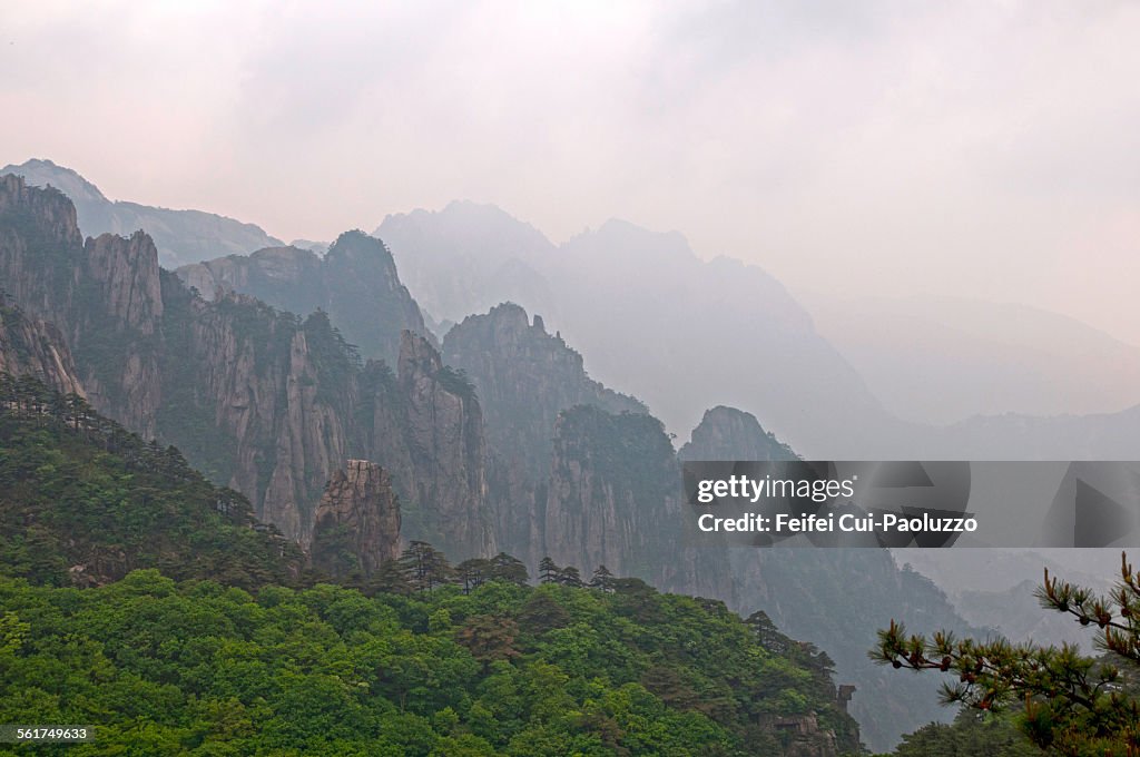 Huangshan in a heavy fog Anhui Province China