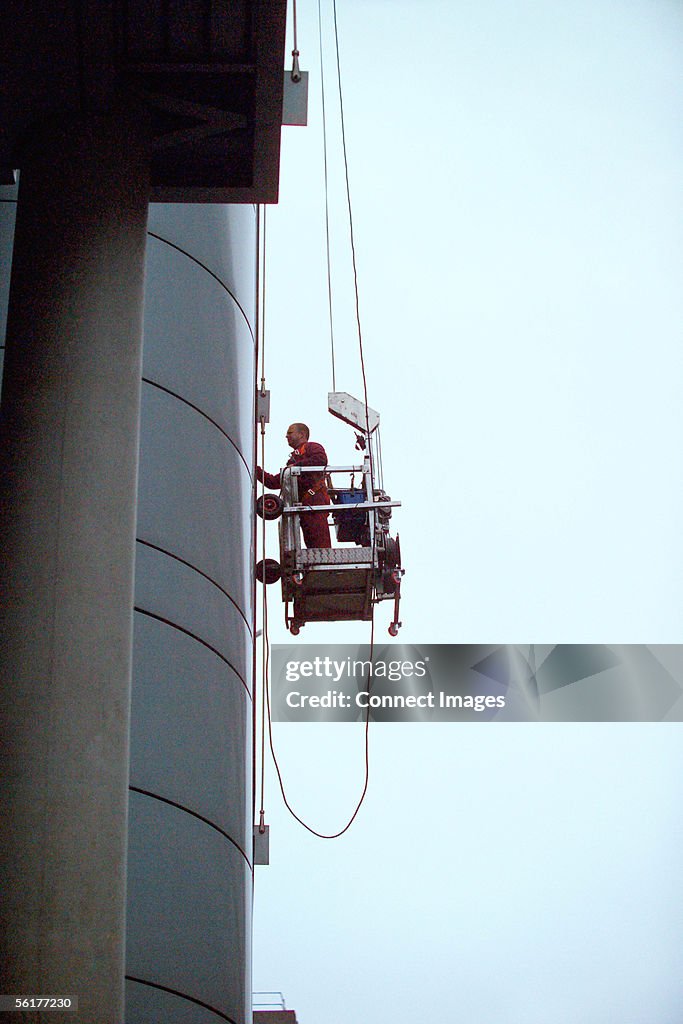 Window cleaning on skyscraper