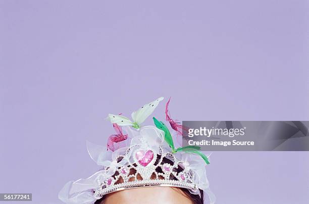 girl wearing a decorated tiara - princess stock pictures, royalty-free photos & images