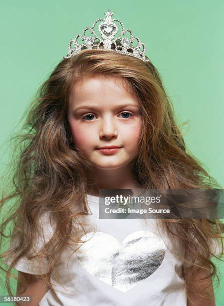 girl wearing a tiara - kids tiara stock pictures, royalty-free photos & images
