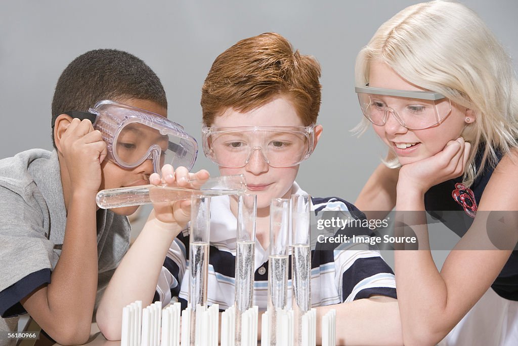 Children doing an experiment