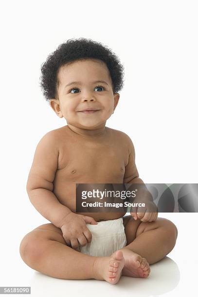 baby smiling - black baby stockfoto's en -beelden