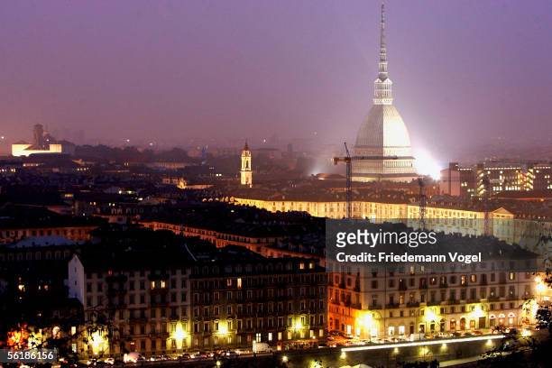 General view of the city of Torino from the Mole Antonelliana on November 16, 2005 in Torino, Italy. Torino will be the host nation for the 2006...