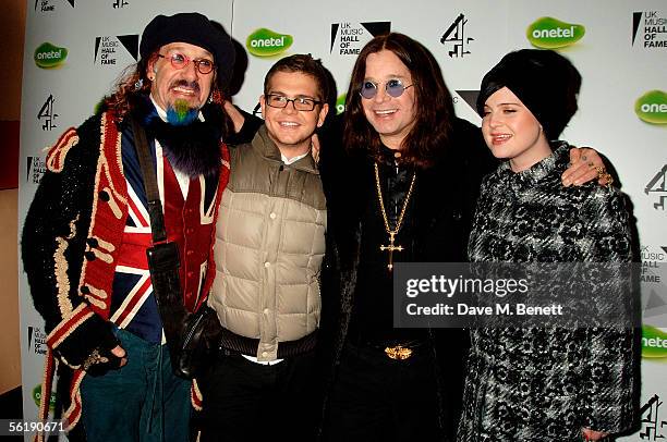 Producer Mark Hudson poses with Jack, Ozzy, and Kelly Osbourne as they arrive at the live final of the UK Music Hall Of Fame 2005, the culmination of...