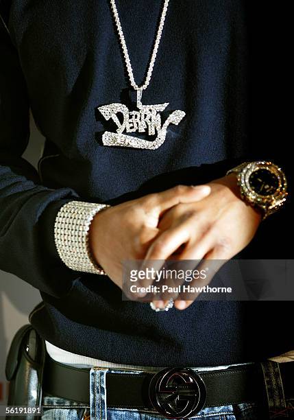 Close-up of Rapper Nelly jewelry as he attends the 3rd Annual Action Awards Benefit Dinner at The Lighthouse, Chelsea Piers November 16, 2005 in New...