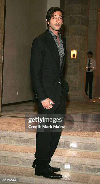 Actor Adrien Brody attends the "Gucci Spring 2006 Fashion Show Benefitting The Childrens Action Network" at Michael Chow's residence November 17,...