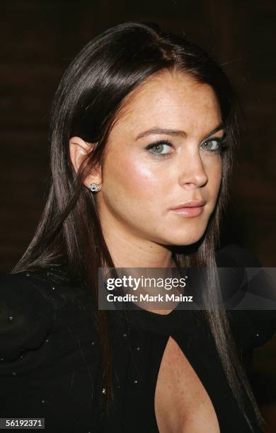 Actress Lindsay Lohan attends the "Gucci Spring 2006 Fashion Show Benefitting The Childrens Action Network" at Michael Chow's residence November 17,...