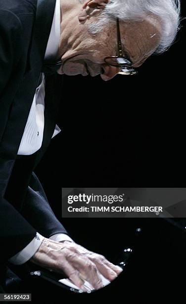 Year-old US jazz legend Dave Brubeck performs along with his Dave Brubeck Quartet, 16 November 2005 at the Schauspielhaus theater in the southern...