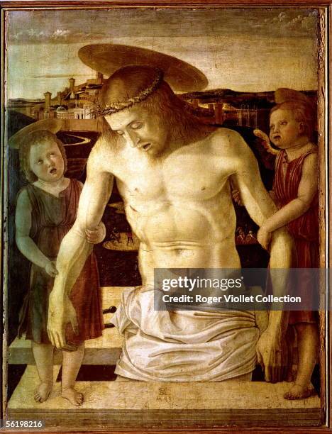 Dead Christ supported by two angels " by Giovanni Bellini . Venice, Correr museum.