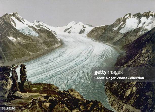Swiss Alps. Aletsch glacier. At the bottom, the Jungfrau.
