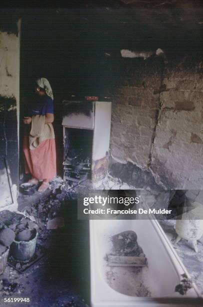 War of Bosnia-Herzegovina. Interior of a ravaged house. Dobosnica, September 1992.