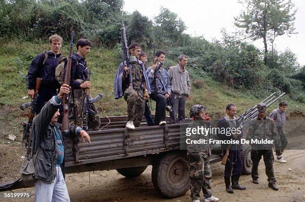 War of Bosnia-Herzegovina. Bosnian combatants. Dobosnica, September 1992.