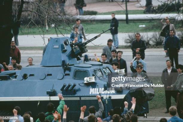 War of Bosnia-Herzegovina. Demonstration in Sarajevo, April 1992.