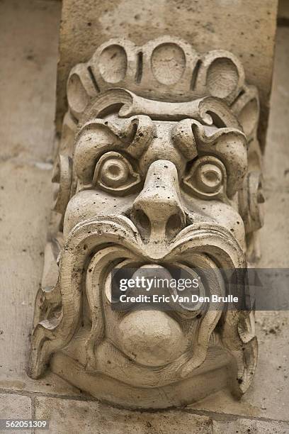 gargoyle face 01 - eric van den brulle stockfoto's en -beelden