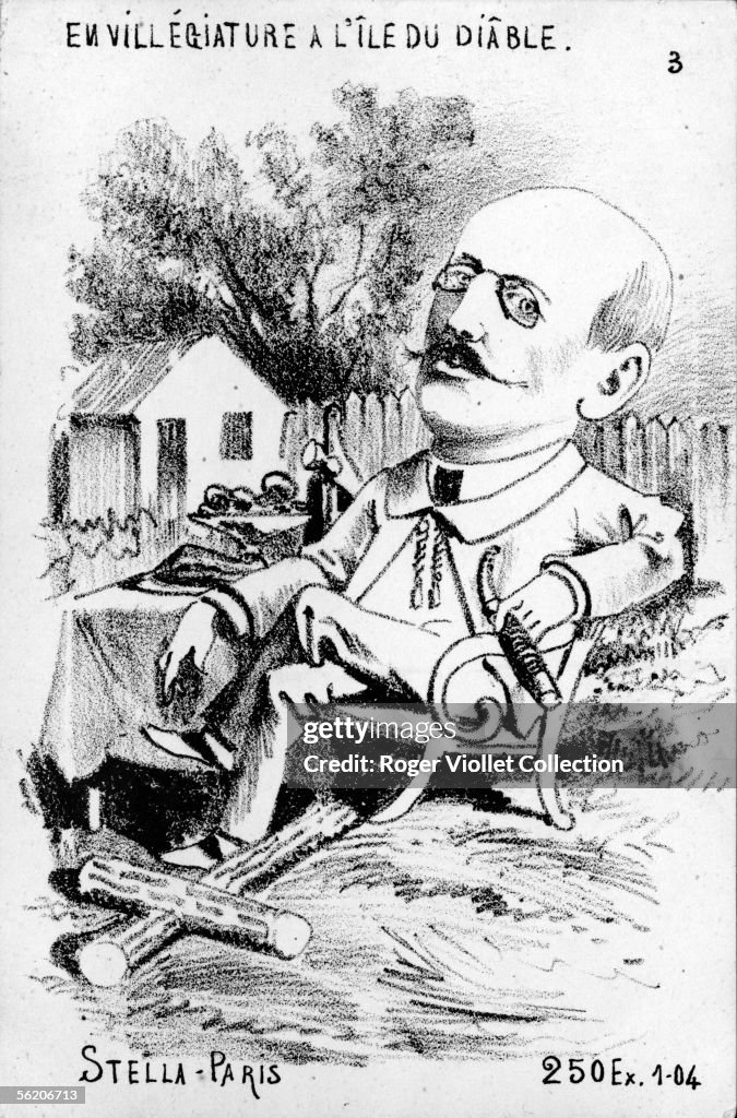 Affair Dreyfus. Caricature. On holidays in the Dev