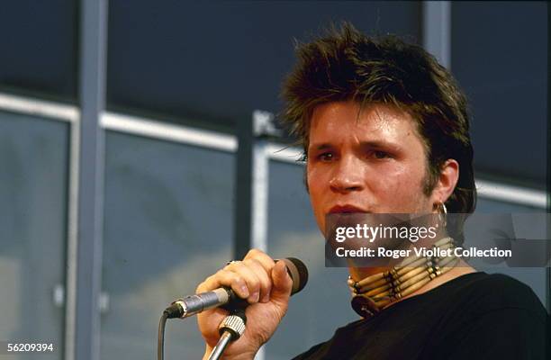 Bertrand Cantat, singer of Noir Desir group. May 28, 1988.