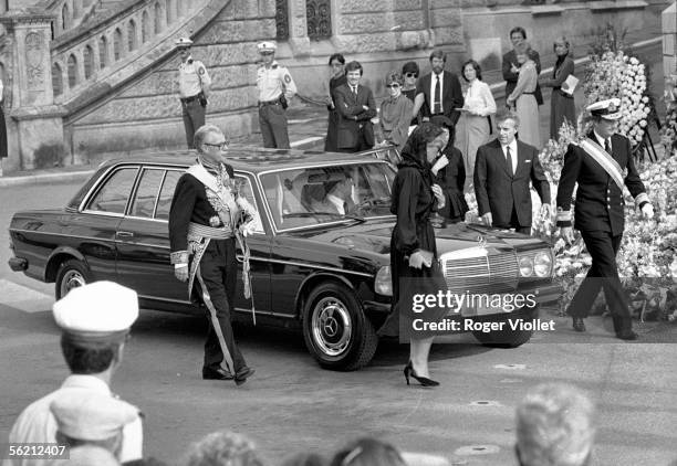 Prince Albert of Liege and his wife, the Paola princess, with funerals of the princess Grace of Monaco. Monte-Carlo, September 18, 1982.