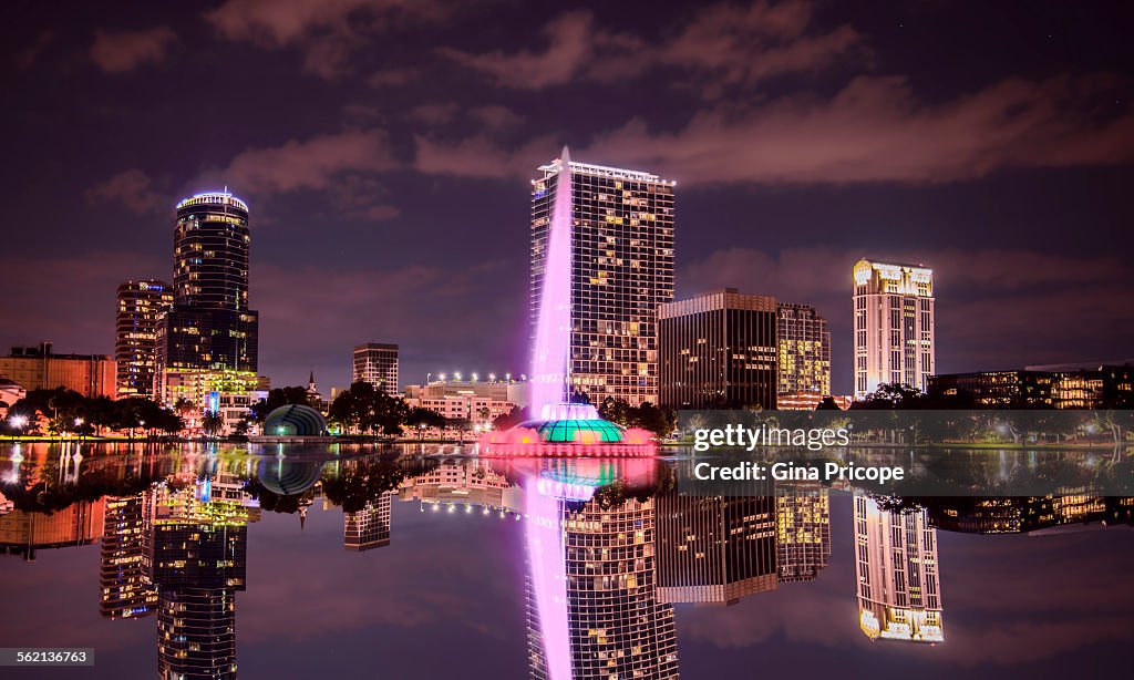 Lake Eola view by night in Orlando Florida