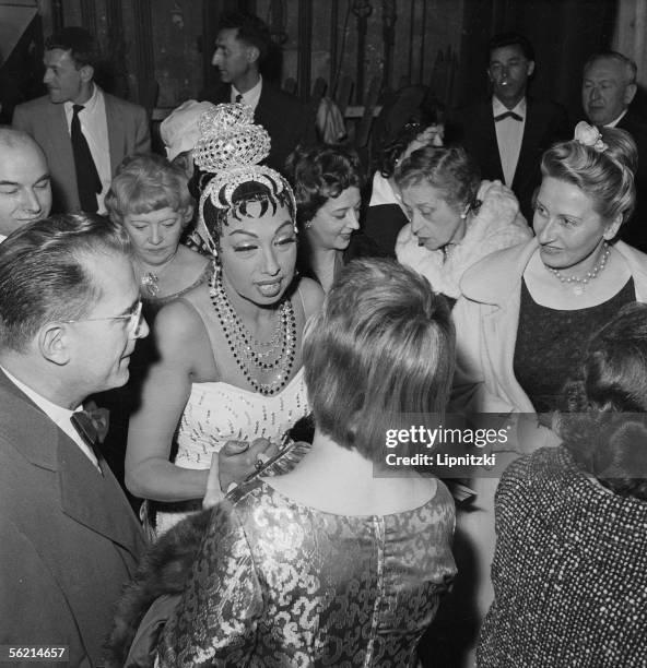 Josephine Baker , American artist of music hall. Paris, Olympia, 1959.