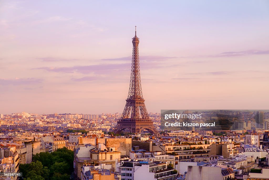 Eiffel tower from Arc de triomphe . .