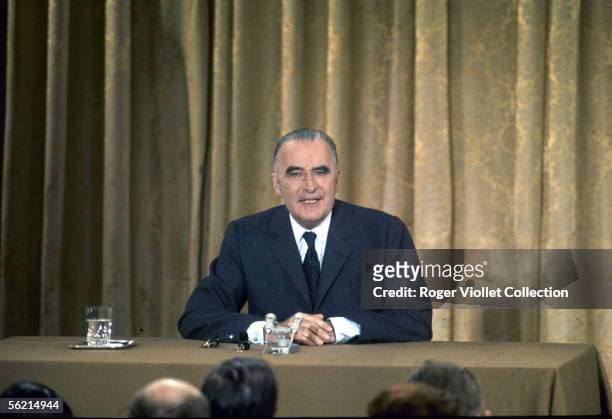 Georges Pompidou , president of the French Republic of 1969 to 1974, at the time of a press conference. Paris, Elysee palace. RVB-12907.
